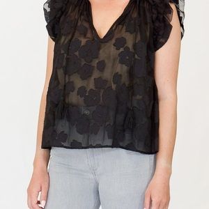 Ulla Johnson Reine Black Silk Blouse Size 0